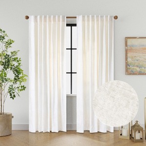 Texture Velvet Back Tab Room Darkening Curtain Single Panel - 1 of 4