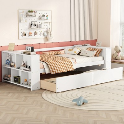 Twin Size Daybed with Shelves and Drawers