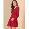 Allegra K Women's A-Line Long Sleeve Front Button Down Lace-Collar Mini Dresses - 4 of 4