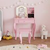 Kids Vanity with Lighted Mirror, Little Girl Vanity and Stool, Toddler Makeup Table Set and Makeup Playset for 3-8 Girls - 2 of 4