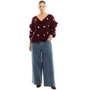 June + Vie by Roaman's Ruffle-Sleeve Cardigan - 1 of 4