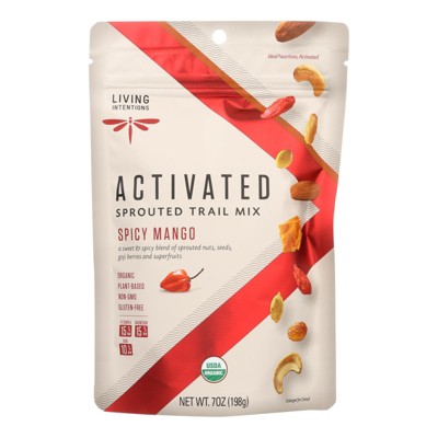 Living Intentions Trail Mix - Organic - Sprouted - Mango Goji Fire - Case of 6 - 7 oz