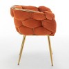 28.7'' Velvet Upholstered Modern Single Accent Chair with Gold Metal Legs, Multiple Color Options and Ergonomic Cotton Cushion - 3 of 4