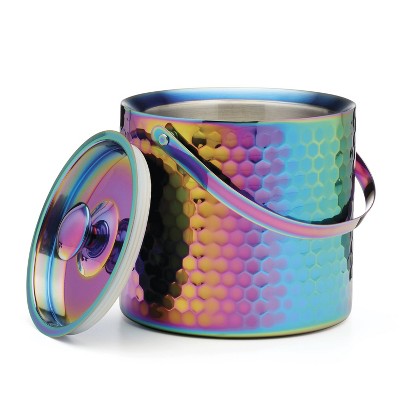 Rainbow Faceted Stainless Steel Insulated Ice Bucket, 3 Qt