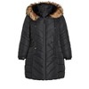 Avenue Women's Plus Size Chevron Faux Fur Hood Long Puffer Coat - 4 of 4
