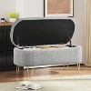 XIYUYEU Oval Storage Bench Upholstered Storage Ottoman Entryway Bench with Metal Legs for Bedroom, Entryway - 2 of 4