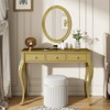 APRILSOUL Luxury Makeup Vanity Desk with Oval Mirror, 3-Drawer Dressing Table for Jewelry Storage - 2 of 4