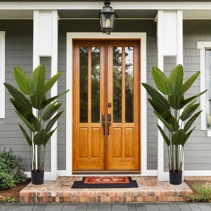 Gulches 2025 New adhesive fabric traveler banana leaf 15 leaf home decoration indoor decoration artificial green plant 2pcs/set - 1 of 4