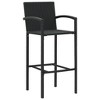 vidaXL 7-Piece Patio Bar Set - Black PE Rattan & Acacia Wood - Outdoor Garden Furniture with Bar Table and Six Stools - 4 of 4