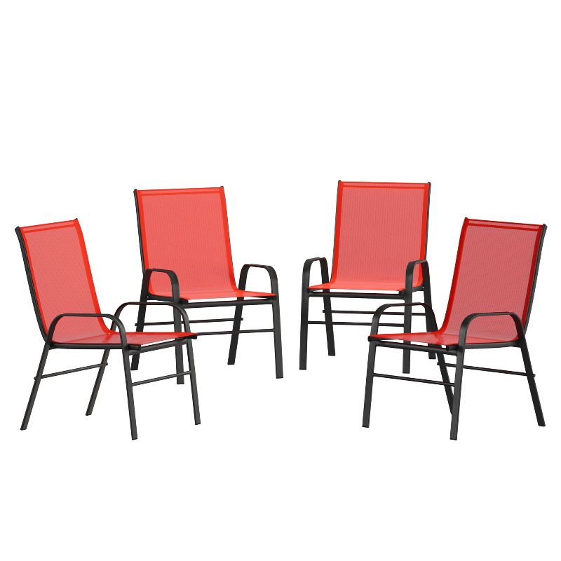 Emma and Oliver 4 Pack Outdoor Stack Chair with Flex Comfort Material - Patio Stack Chair, 1 of 9