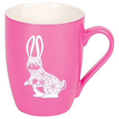 Elanze Designs 10 Ounce Metallic Finish New Bone China Tea Coffee Cup Mug� Princess Pink Gentle Floral Rabbit