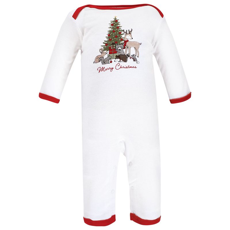 Hudson Baby Unisex Baby Cotton Coveralls, Christmas Forest, 4 of 7