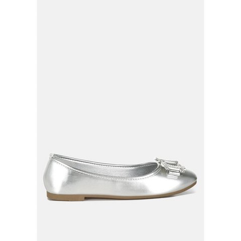 Обувь London Rag Womens Navik Rhinestone Buckle Metallic Ballerinas 10