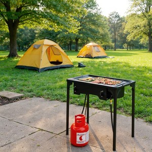 Resenkos Propane Gas Camp Stove with High Pressure Burners, Outdoor Cooking Equipment for Adventurers , Cast Iron Construction, 225K BTU Heat, - 1 of 1