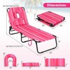 Tangkula Beach Chaise Lounge Chair w/ 5-Position Adjustable Backrest & Face Hole Pillows Pink - 3 of 4