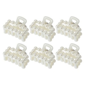 Unique Bargains Women Fashion Pearl Mini Hair Clip Pearl Oval Hairdo Clips 6 Pcs - 1 of 4