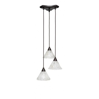 Toltec Lighting Europa 3 - Light Pendant in  Dark Granite with 7" Italian Ice Shade