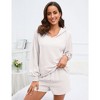 Womens 2 Piece Sets Hoodie Shirts with Shorts Shirred Cuff Blouse with Drawstring Shorts Solid Lounge Sets for Womens - White,2XL - 4 of 4