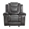 Modern Luxury Glider Recliner Chair 1pc, Two-Tone Faux Leather, Solid Wood Frame, Tab Pull Reclining, Living Room Furniture - 2 of 4