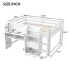 Full Size Low Loft Bed with Built-in Desk, Storage Cabinets, Open Bookcase and Whiteboard for Graffiti, White/Pink - ModernLuxe - 4 of 4