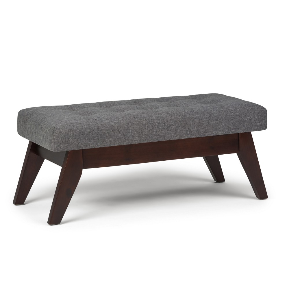 Photos - Pouffe / Bench 40" Tierney Mid-Century Tufted Ottoman Bench Slate Gray/Linen Look Fabric