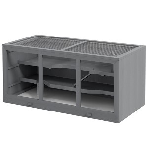 Skyzone 45" Natural Wooden Hamster Cage, 3-Tier 1000 sq.in Exercise Space with Lockable Door, Ramps, - 1 of 4