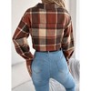 Coolmee Flannels for Women Cropped Shacket Jacket Fashion Plaid Button Down Shirt Trendy Fall Coat Tops - 4 of 4