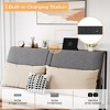 Whizmax Bed Frame with Charging Station, Metal Platform Bed with Ergonomic Large Storage Headboard, Rustic Brown - 4 of 4