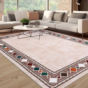 Acekool 5x7 Washable Rug – Modern Geometric Indoor Carpet, Non-Slip Ultra-Thin Floor Mat for Living Room & Bedroom - 1 of 4