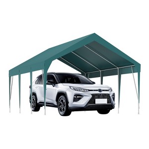 10x20Ft Heavy Duty Carport Outdoor UV Resistant Waterproof Party Tent All-Season Portable Garage Gazebo Shelter for Car,Storage Shed,Green - 1 of 4