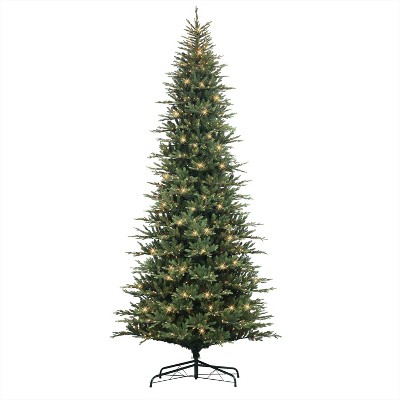 Puleo 12' Pre-lit Slim Balsam Fir Artificial Christmas Tree with Clear Lights