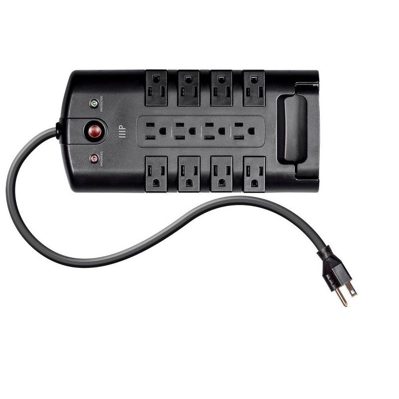 Monoprice 12 Outlet Rotating Surge Protector Power Block / Strip - 10 Feet - Black | Heavy Duty Cord | UL Rated, 4,320 Joules With Grounded And, 4 of 6