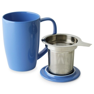 For Life Curve Blue Tall 15 Ounce Tea Mug with Infuser and Lid