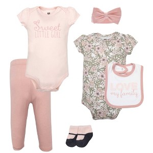 Hudson Baby Infant Girls Cotton Layette Set, Love My Family - 1 of 4