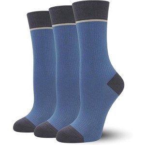 SERISIMPLE Women Viscose Bamboo Womens Crew Socks Dress Chic Colorblock Striped Design Socks 3 Pairs - 1 of 4
