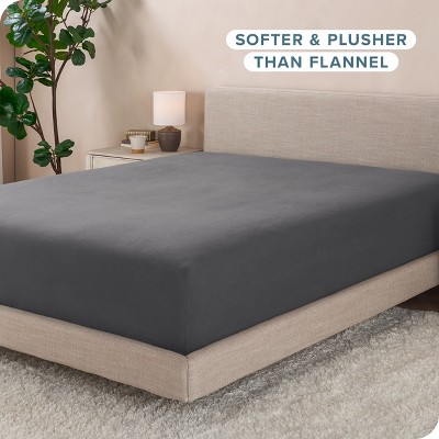Full Size Gray Polar Fleece Deep Pocket Fitted Sheet