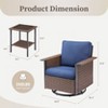 Buenhomino 3 Pieces Outdoor Wicker Swivel Rocker Patio Set, Swivel Rocking Chairs Wicker Patio Set with Cushions and Armored Glass Top Side Table - 3 of 4