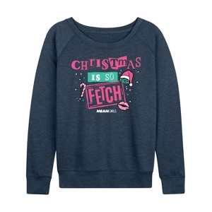 Women's - Mean Girls - Christmas Is So Fetch Lightweight French Terry Wide Neck Long Sleeve Shirt - 1 of 4