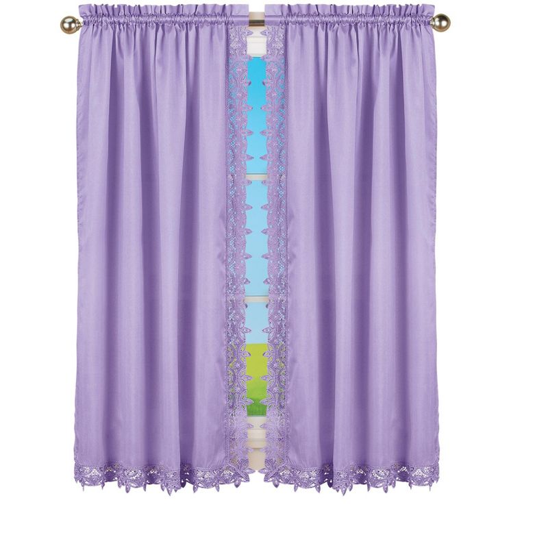 Collections Etc Elegant Lace Trim Curtains, 1 of 5
