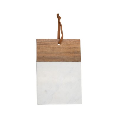 Small White Wood, Marble & Jute Cutting Board - Foreside Home & Garden