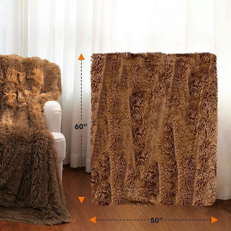 Cheer Collection Long Shaggy Hair Throw Blanket, 3 of 12