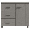 vidaXL Solid Pinewood Sideboard HAMAR - Light Gray Decorative Cabinet with 1 Door and 3 Drawers, Stable and Spacious Wooden Highboard Furniture - 3 of 4