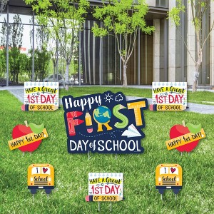Big Dot of Happiness First Day of School - Yard Sign and Outdoor Lawn Decorations - Back To School Classroom Yard Signs - Set of 8 - 1 of 4