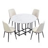 5-Piece Extendable Dining Set,Round Dining Table with Faux Marble Top and Metal Legs,4 Upholstered Foldable Dining Chairs for Small Space-Tanpinhause - 3 of 4