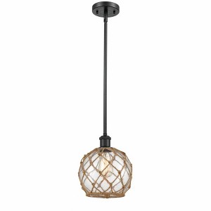Farmhouse Rope - 1 Light Stem Hung Mini Pendant In Industrial Style-10 Inches Tall and 8 Inches Wide - 1 of 1