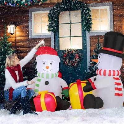 INFURNIC Party Decorations and Accessories Inflatable Snowman with Gift Boxes for Christmas Yard Display, Multicolored, 79"*43.5"*60"