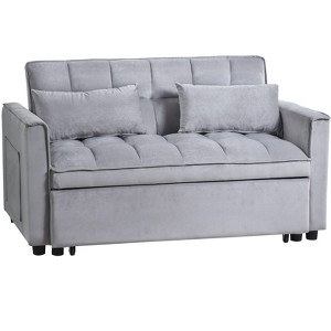 Kumasinova Velvet Futon Sofa Bed,3 in 1 Convertible Sleeper Sofa Bed with Toss Pillows,Pockets,Pull Out Couch for Living Room,Apartment,Office - 1 of 4