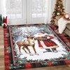 Christmas Santa Claus Reindeer Area Rug Washable Non Slip Winter Rugs Christmas for Living Room Low Pile Throw Rug Carpet - 2 of 4