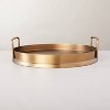 Beveled 11.9" Round Metal Decor Tray Brass Finish - Hearth & Hand™ with Magnolia: Elegant Farmhouse Style, Not for Food Use - 3 of 4