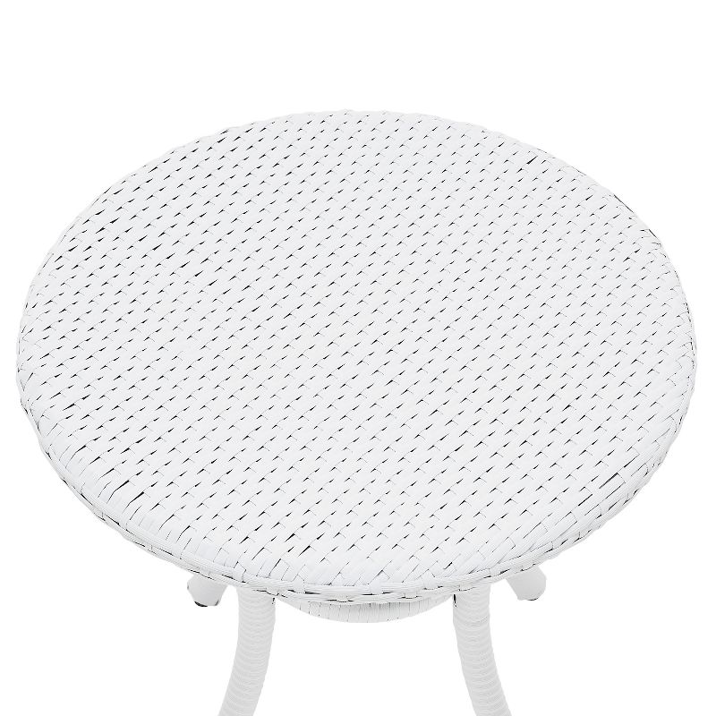 Crosley Palm Harbor Outdoor Wicker Round Side Table in White, 4 of 7